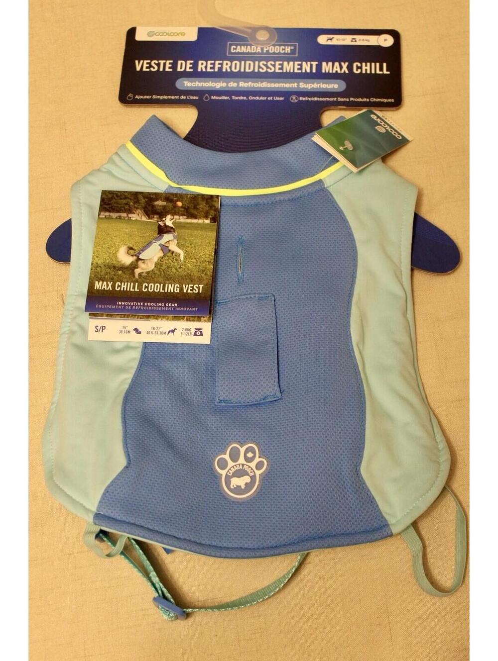NEW Canada Pooch Blue Max Chill Cooling Vest w/ Coolcore Dog Size Small